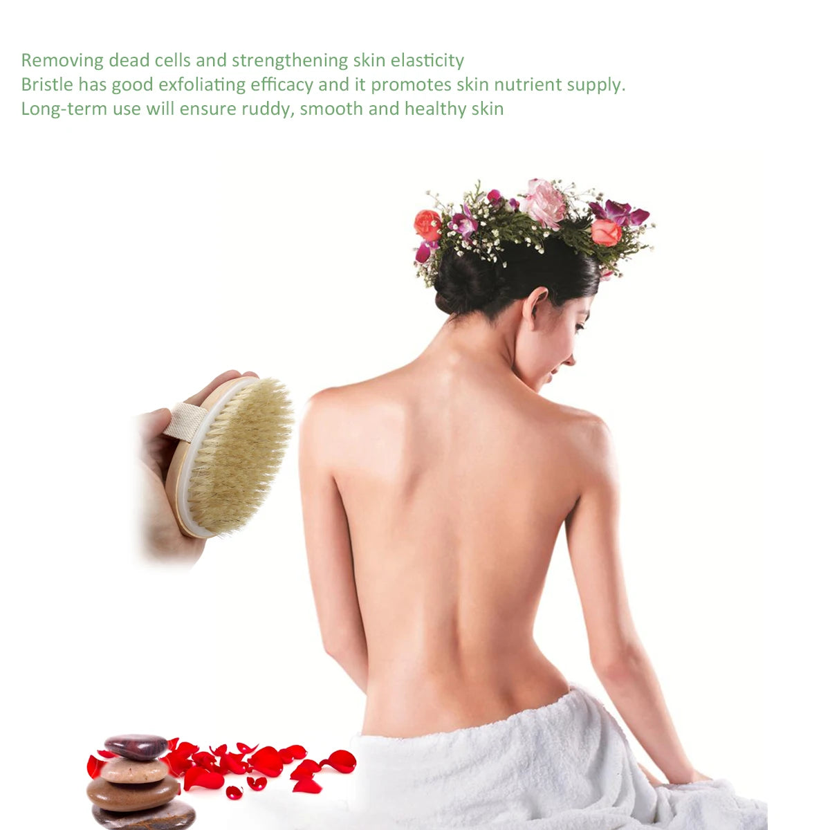 Soft Natural Bristle Dry Skin Body BrushΒ -Β Glowcella