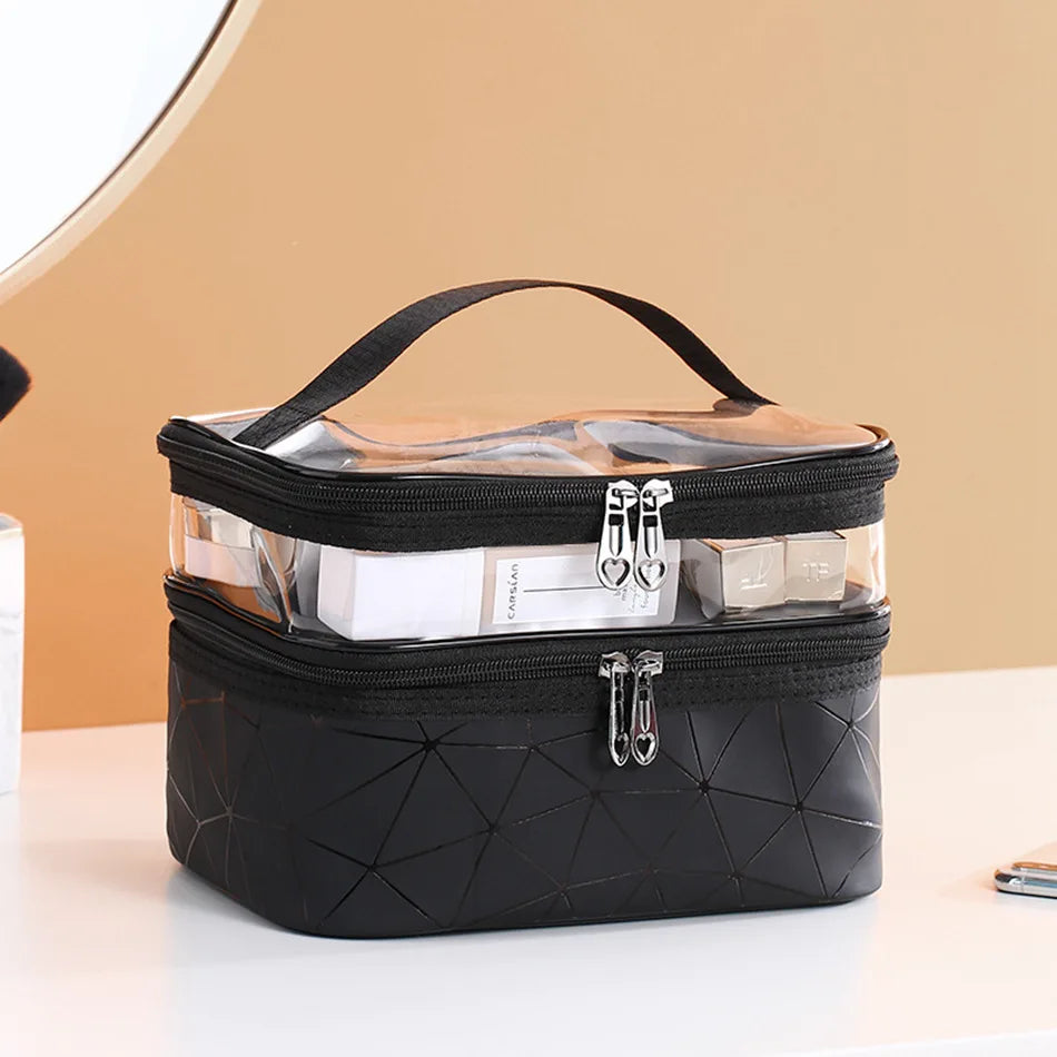 Multifunction Double Transparent Cosmetic BagΒ -Β Glowcella