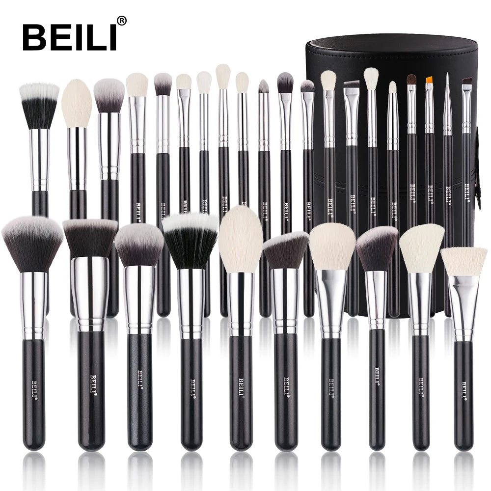 Complete Professional Make Up Brush Set with Goat HairΒ -Β Glowcella