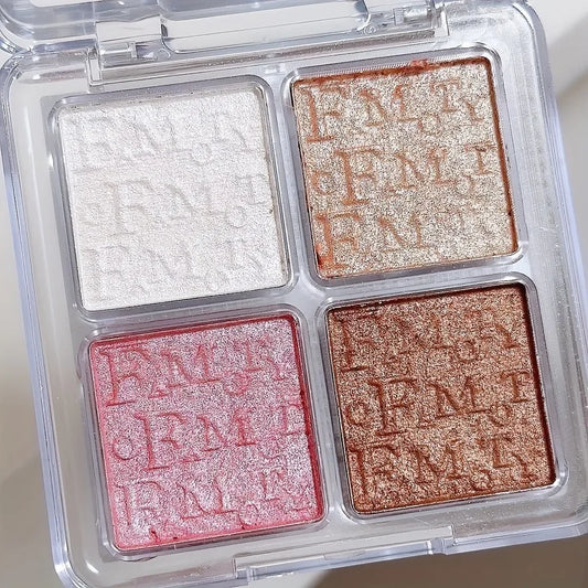 4 Colors Facial Highlighter PaletteΒ -Β Glowcella