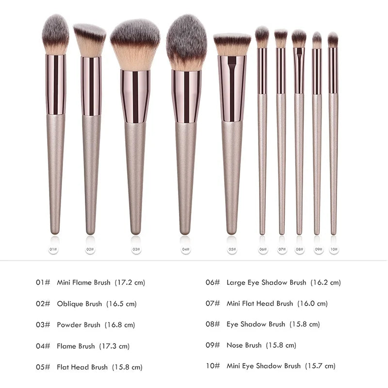 Champagne Makeup Brushes Set -  Glowcella
