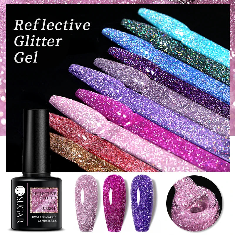 SUGAR Reflective Glitter Nail Gel -  Glowcella