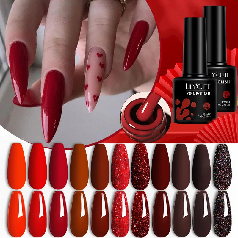 Red Series Nail Gel Polish -  Glowcella