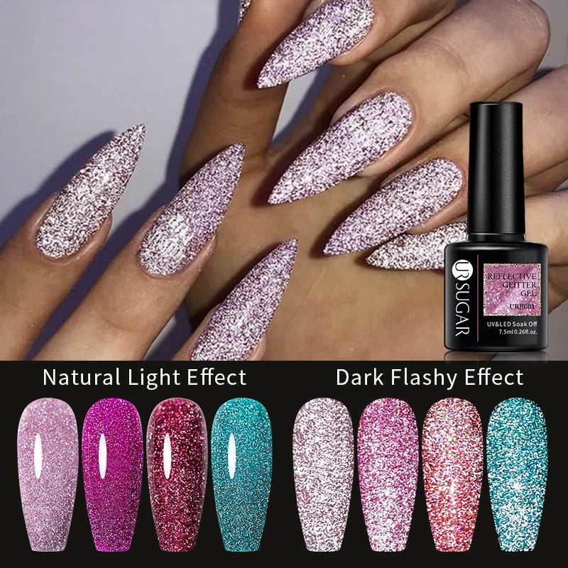 SUGAR Reflective Glitter Nail Gel -  Glowcella