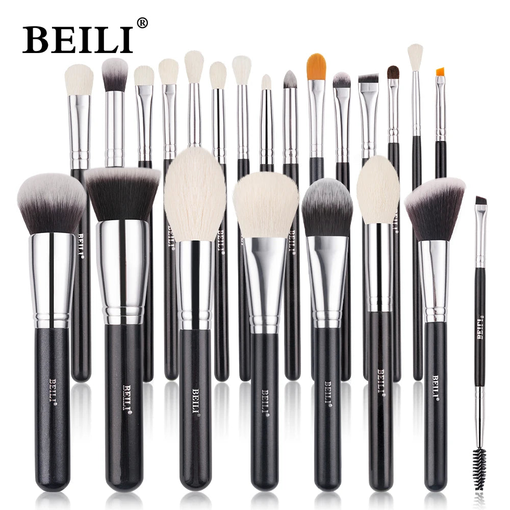 Complete Professional Make Up Brush Set with Goat Hair -  Glowcella