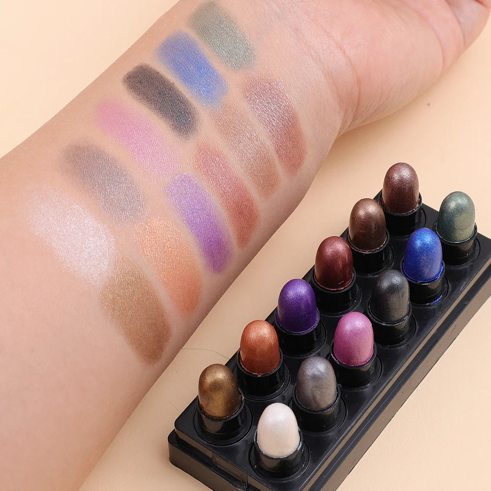 12 Colors Waterproof Eyeshadow Pencil Set -  Glowcella