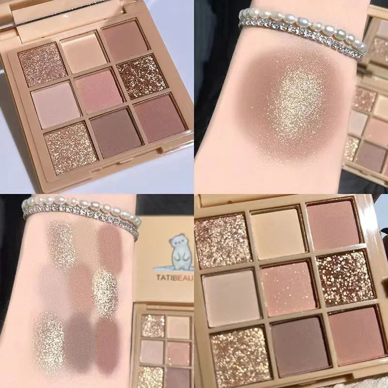 9 Colors Shining Glitter Eyeshadow Palette -  Glowcella