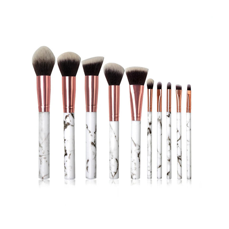 10 PCS Marble Pattern Makeup Brushes with Cylinder Tube Storage -  Glowcella