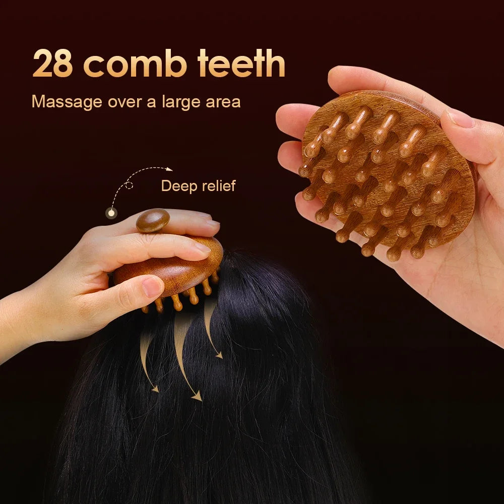 Wooden Anti-Static Massage Comb -  Glowcella