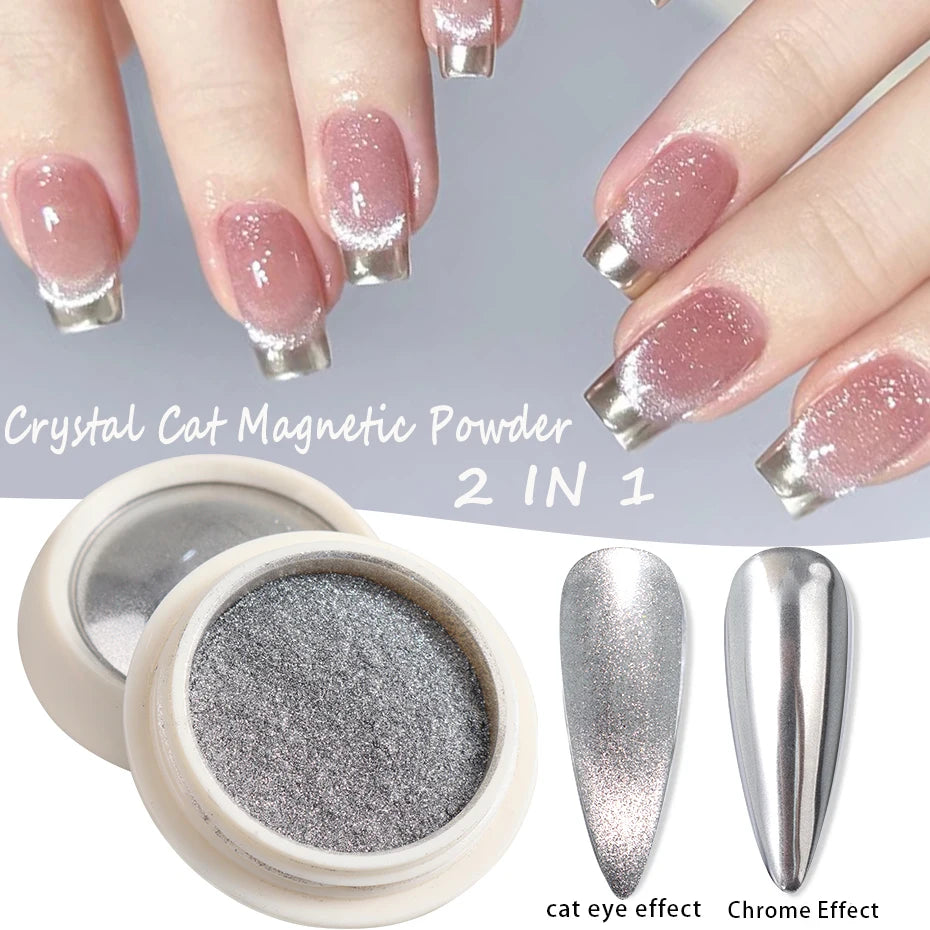 Moonlight Silver Cat Eye Nail Powder -  Glowcella