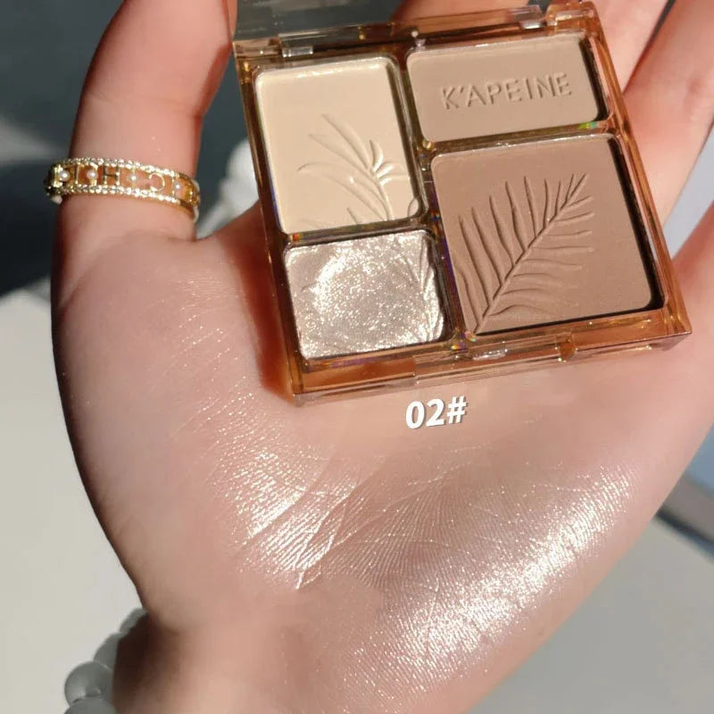 4 Color Face Highlighter Palette -  Glowcella