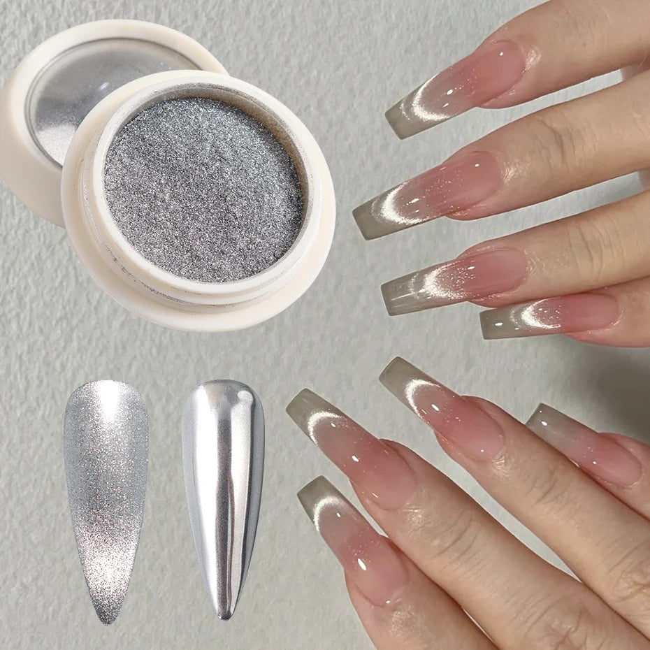 Moonlight Silver Cat Eye Nail Powder -  Glowcella