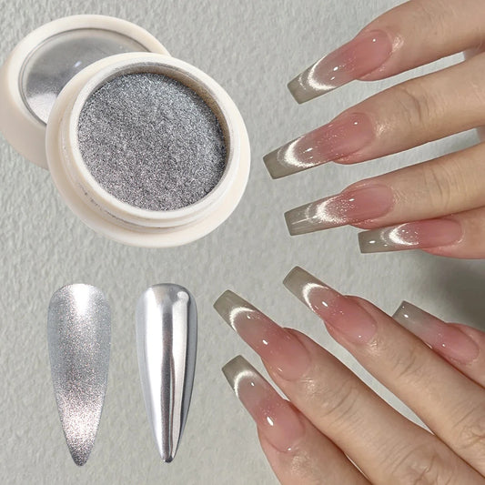 Moonlight Silver Cat Eye Nail Powder -  Glowcella