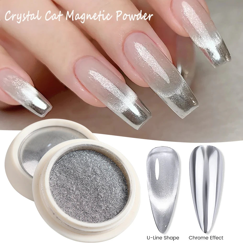 Moonlight Silver Cat Eye Nail Powder -  Glowcella